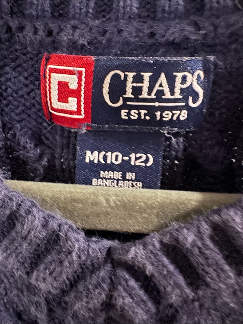 Chaps Navy Cable Knit V-Neck Sleeveless Sweater Vest - Picture 2 of 4
